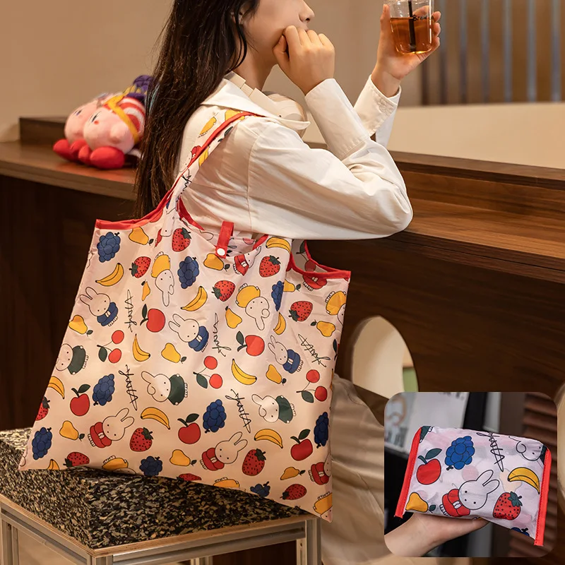 

Miffy Foldable Shopping Bag Large Capacity Eco-friendly Lightweight Compression Bag Handheld Shoulder Reusable Storage Shopping