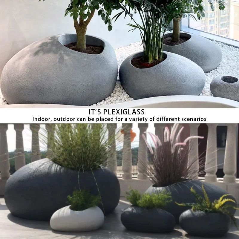 Nordic Style  Modern Large  FRP Planter Vertical Fiberglass plant pots for garden ornaments indoor outdoor  garden supplies