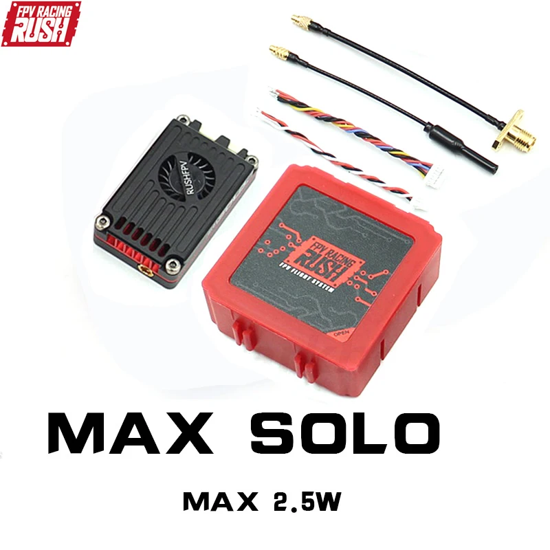 

RUSHFPV MAX SOLO 2,5 Вт 5,8 ГГц 48-канальный видеопередатчик высокой мощности VTX с корпусом с ЧПУ для RC FPV Дрон «сделай сам» с фиксированным крылом дальнего действия