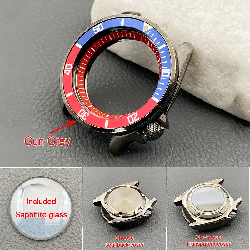 Gun Grey Mod SKX007 SRPD Watch Cases Sapphire Glass Crown at 3.8 Fits NH35 Movement 20ATM Waterproof Men Watch Case Customized