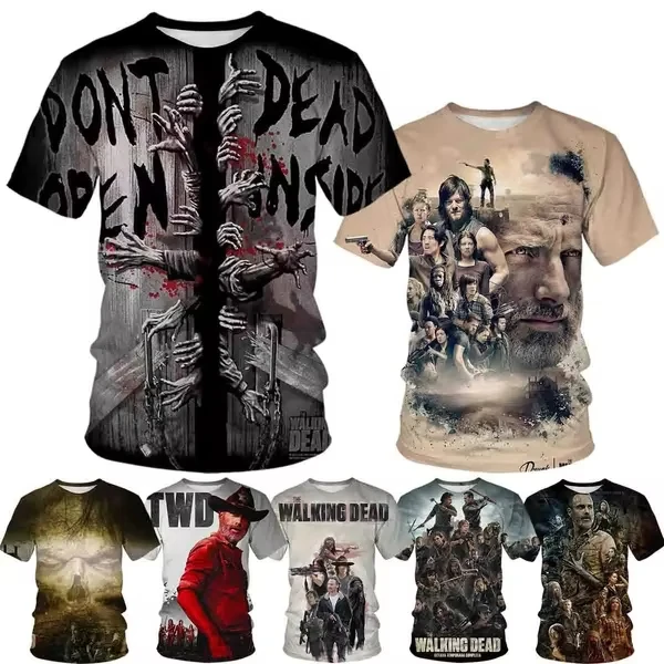 Movie The Walking Dead Graphic T Shirt Men Clothes 3D Printed Hip Hop O-Neck T-shirt Harajuku Fashion Kids Tees Unisex Clothing