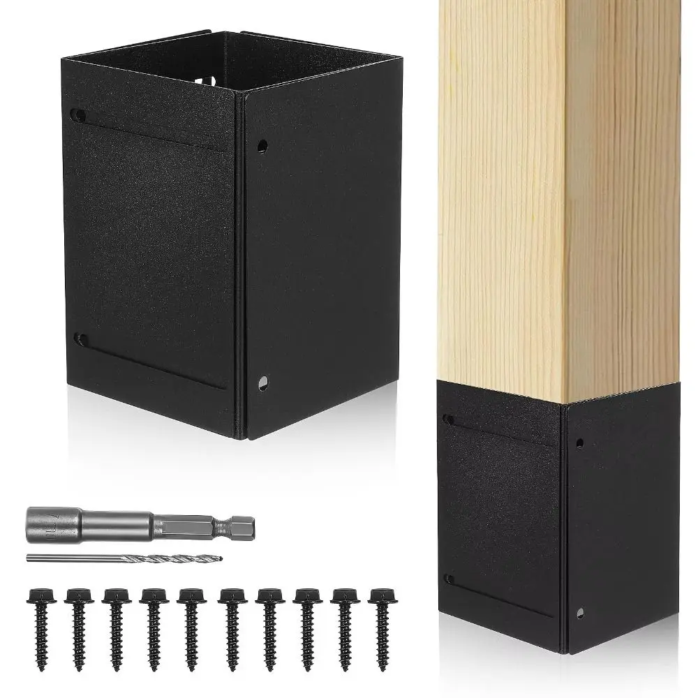 Adjustable Post Protector Kit Metal Stainless Steel Post Bracket Heavy Duty Rust Proof Post Mount Wooden Mailbox