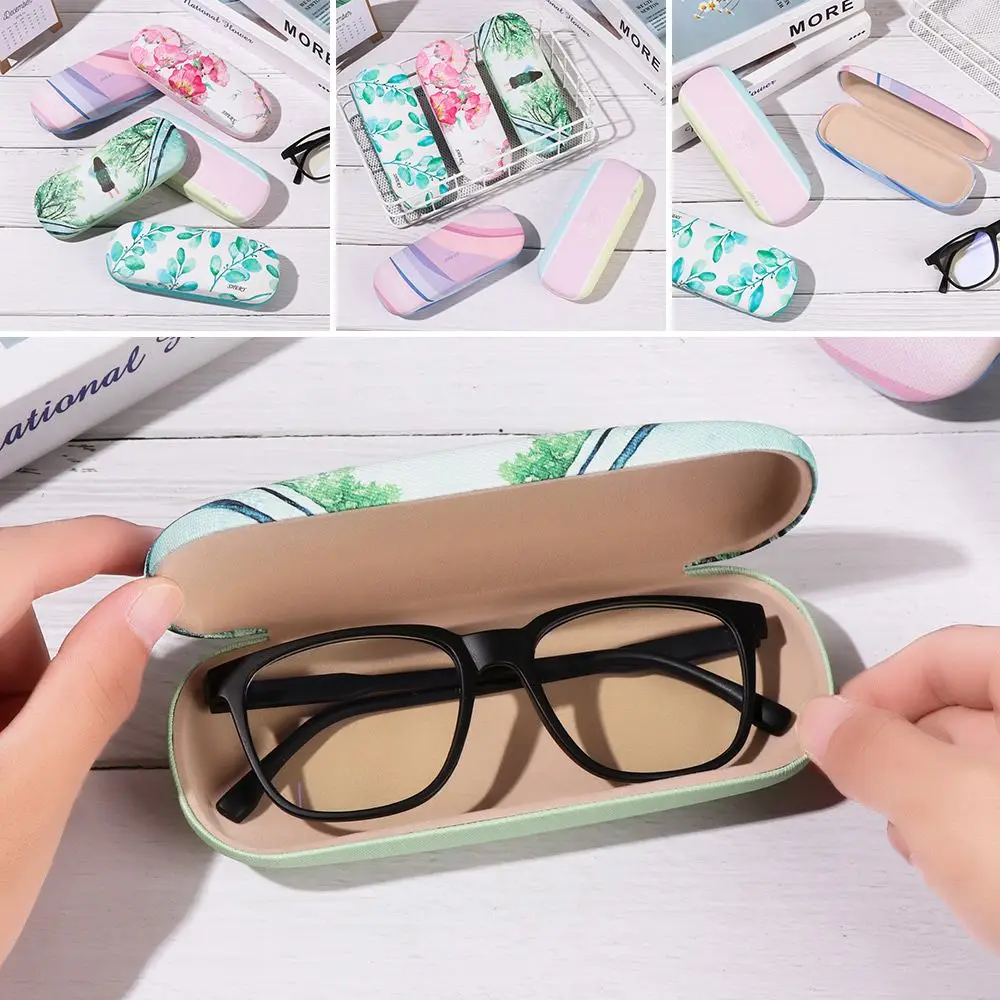 Fashionable Portable Glasses Case Small Fresh Leather Compression Storage Box Portable Mini Travel Holder Glasses Storage Case