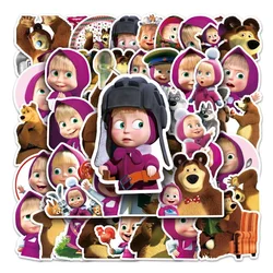 50Pcs Masha and the Bear  Stickers Pack Anime Luggage Decal Laptop Suitcase Skateboard Phone Fridge Waterproof Stickers