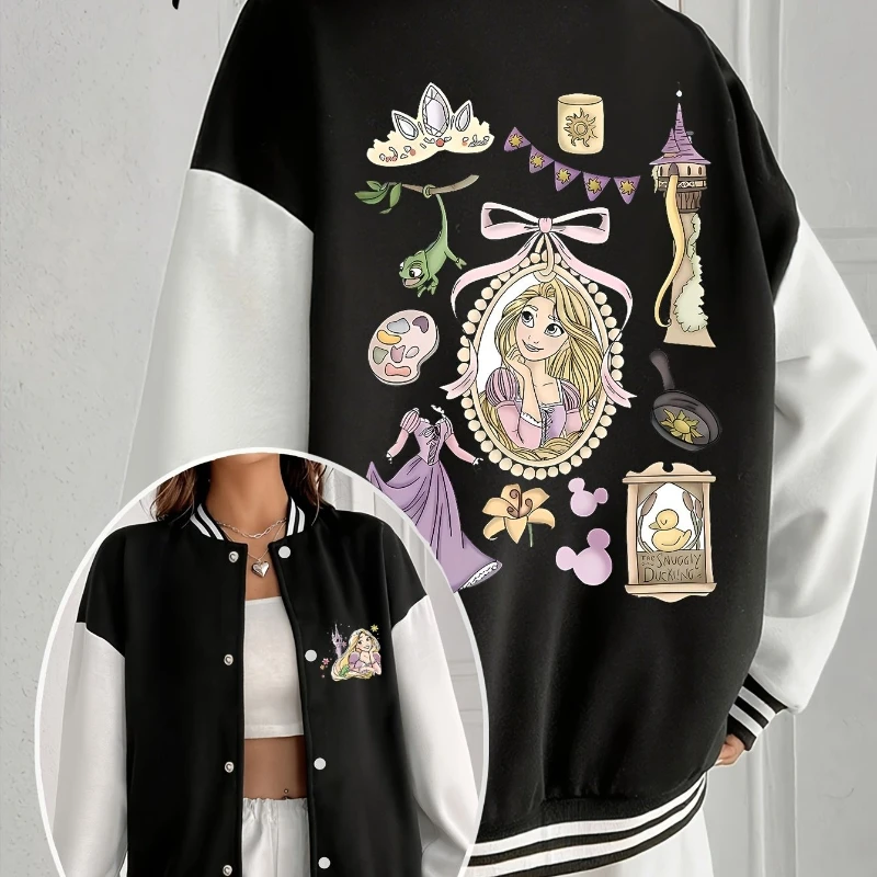 

Женская бейсбольная куртка с принтом принцессы Диснея, осень/зима, новая коллекция, модная мужская и женская уличная одежда в стиле ретро