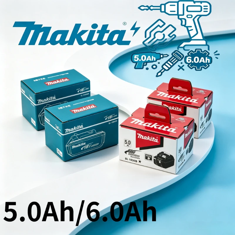 Makita 18V 5.0/6.0Ah Lithium‑ion Replacement BL1850，FOR Power for DHP487 Impact Drill Blower Electric Shears Cordless Power Tool