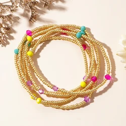 1pc Gold Plated Miyuki Beaded Fashion Elastic Jewelry Crystal stone Bracelet for Women and Girls