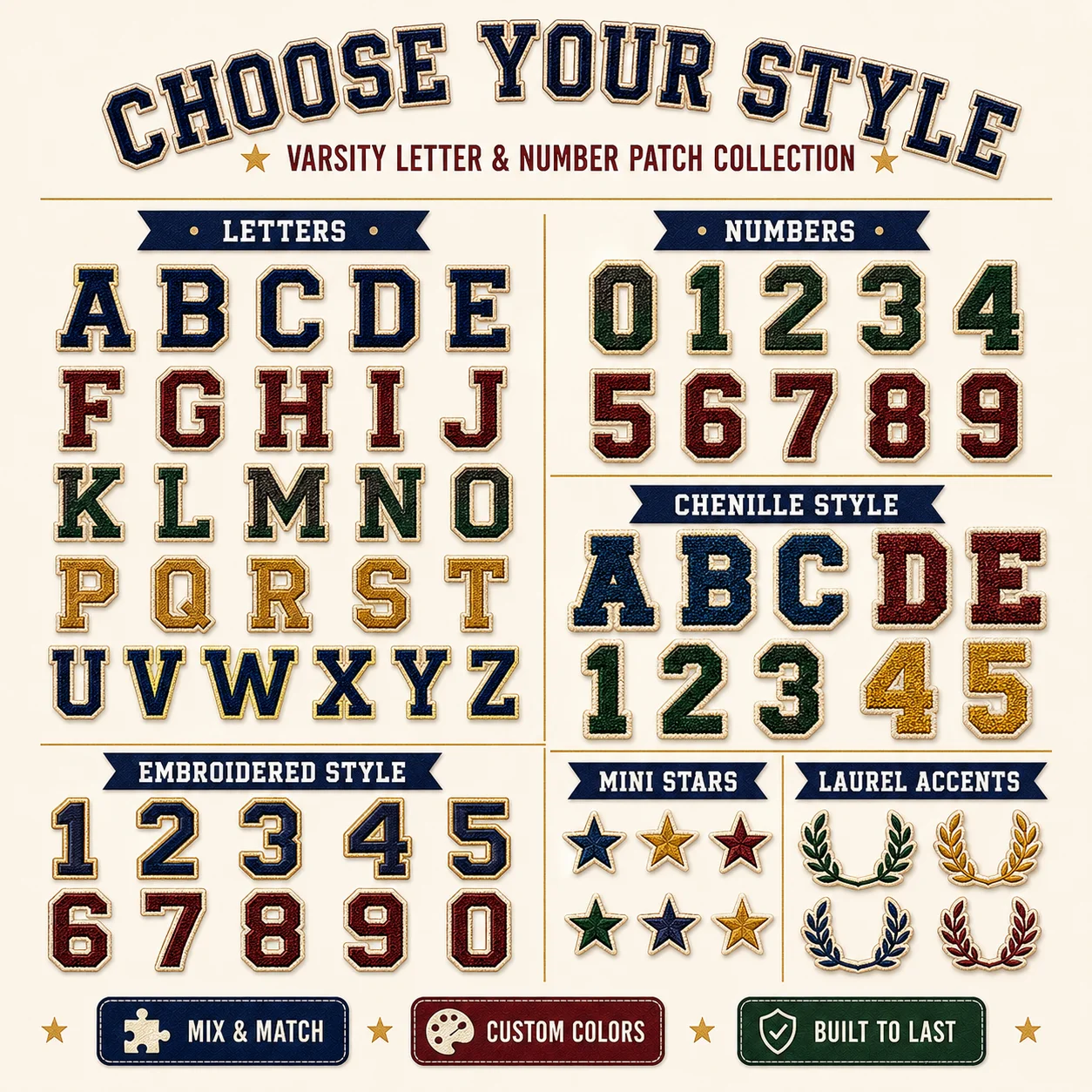 Custom Varsity Letter Patches Personalized Embroidered Initial Number Iron On Sew On for Jackets Bags Hats Team Uniforms DIY