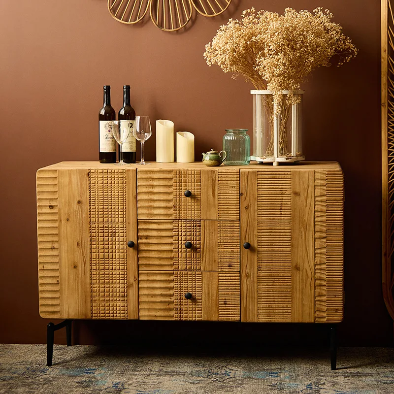 Solid Wood Cabinets for Living Room Bedroom Entrance Hallway Storage Lockers Side Cabinets Tea Set Storage Units Wall Mounted