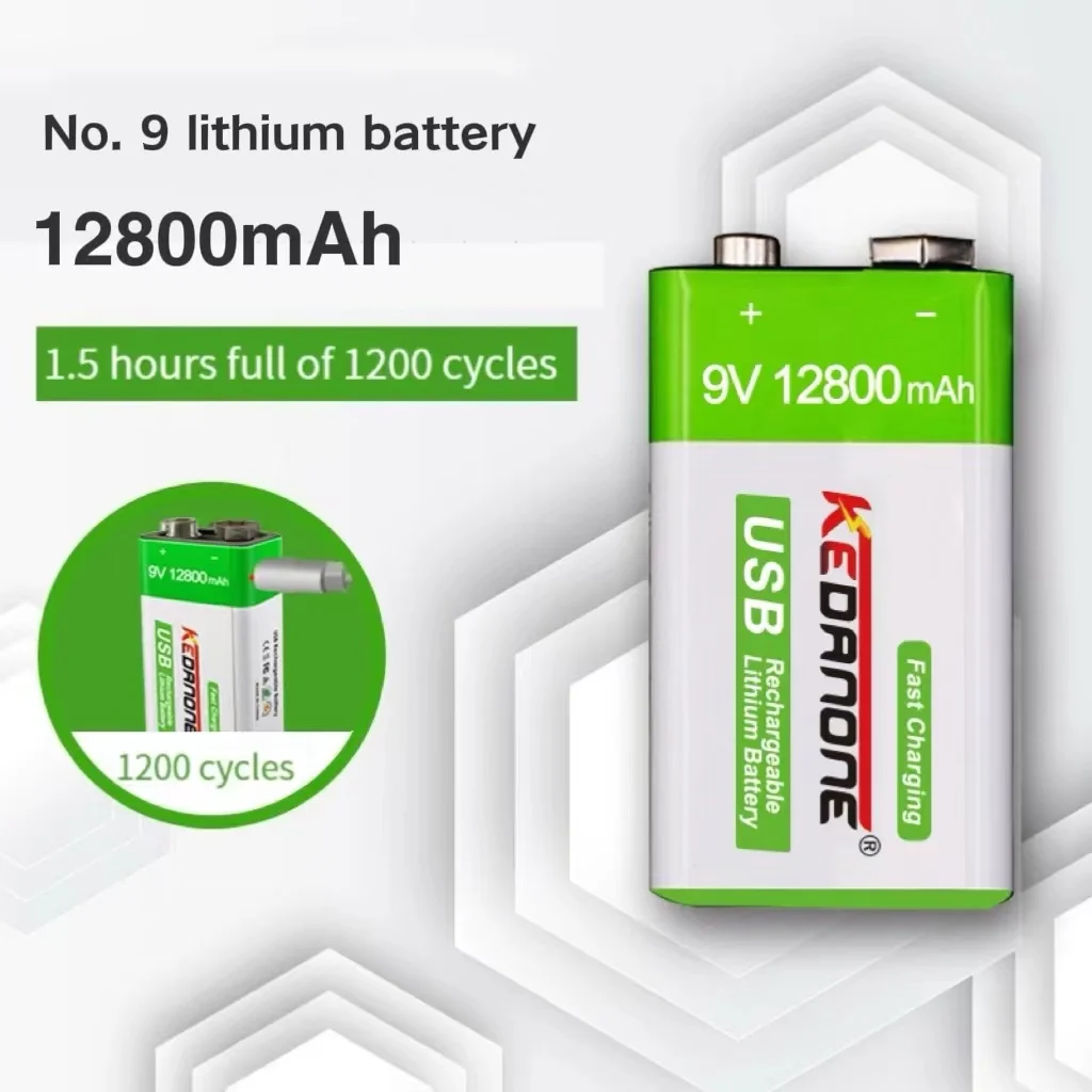 Micro rechargeable lithium iron phosphate battery 9V-USB-1200mAh suitable Helicopter Model Microphone Toy