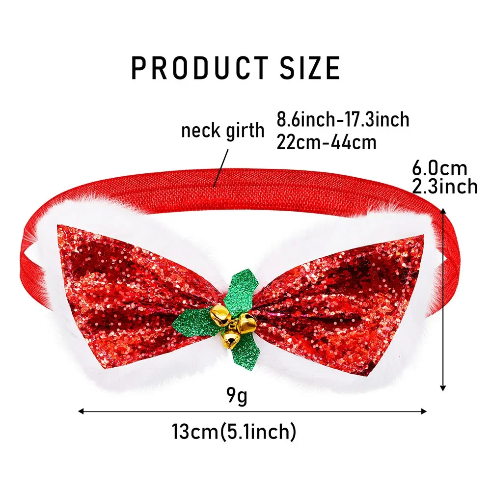 30PCS Christmas Dog Bowties Sequin Elastic Band Small-Middle Pet Bow Tie Collar For Christmas Dog Grooming Dogs Pets Accessories