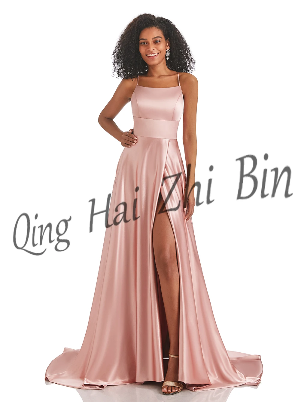 Elegant Sexy Red Slit Spaghetti Strap Birthday Party Prom Dress Evening Dresses Long Gowns