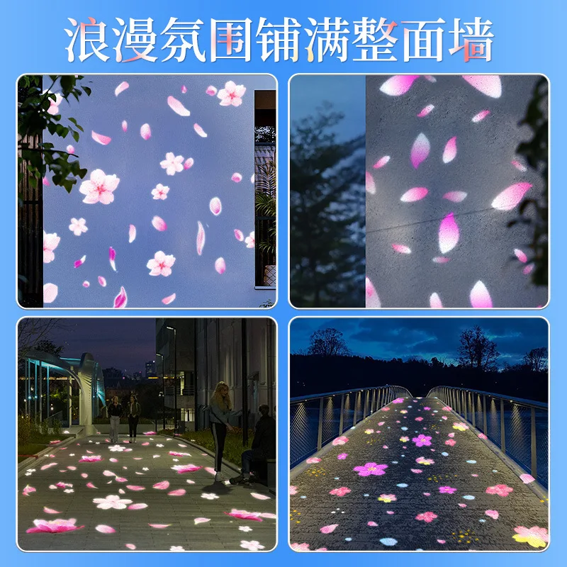 Customized. Falling Flower Lamp Dynamic Projection Lamp Door Outdoor Shop Background Wall Decoration Pattern Text Atmo