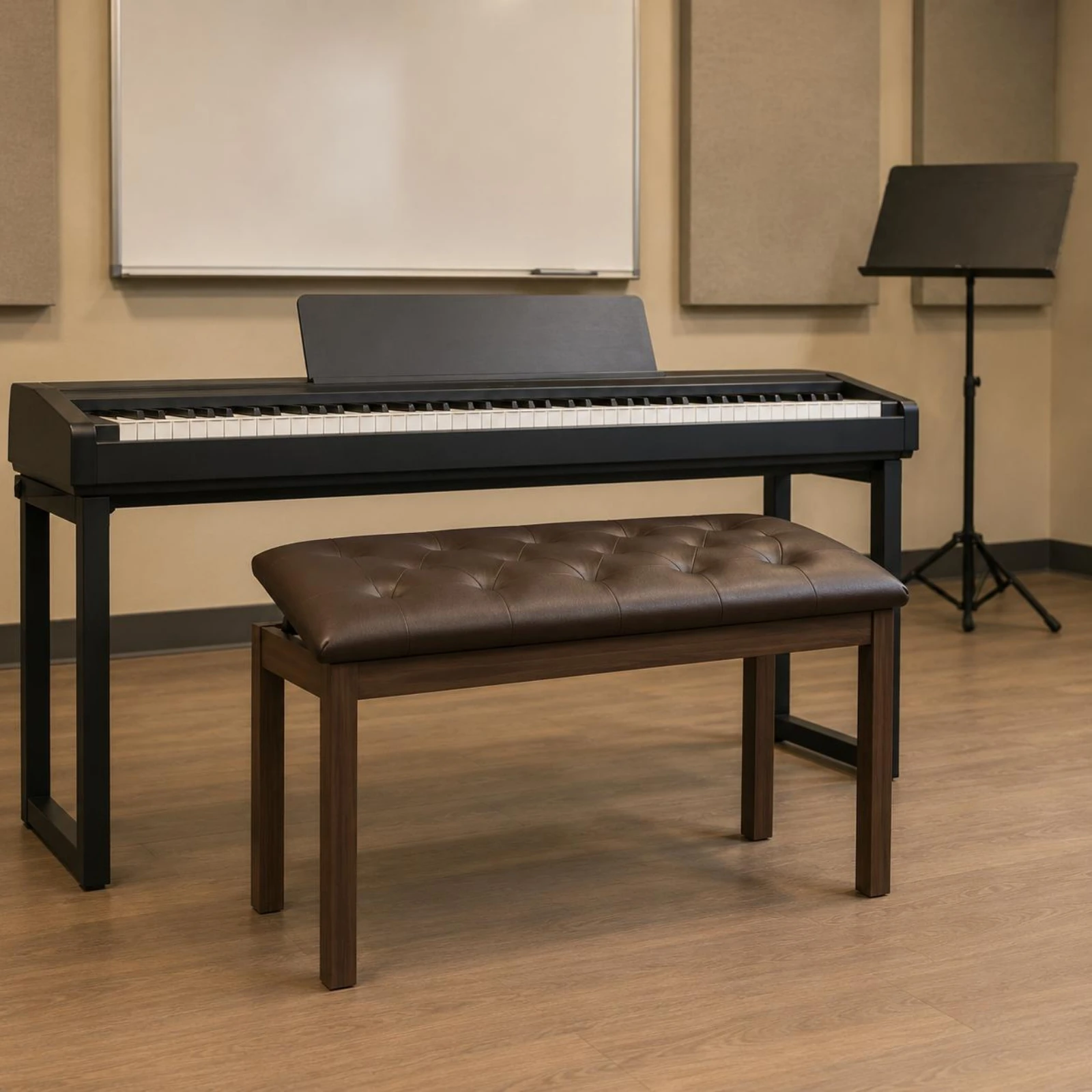Piano Bench Lift-up Lid Storage Piano Bench Wooden Storage Stool Hinged Top Music Furniture Upholstered