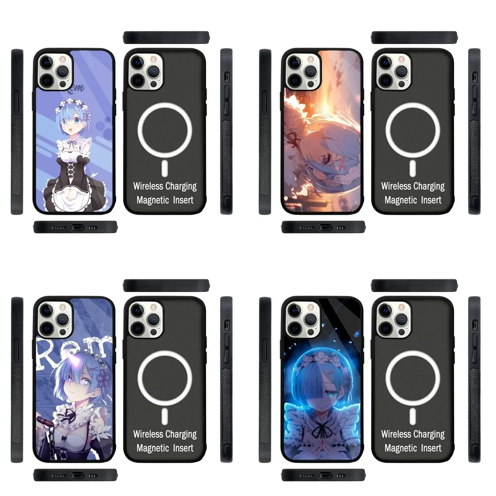 R-Rem Re Zero Anime Rem  Phone Case Strong Magnetic For IPhone 15,14,13,Pro,Max,Plus,11,12,Mini For Magsafe Wireless Charging