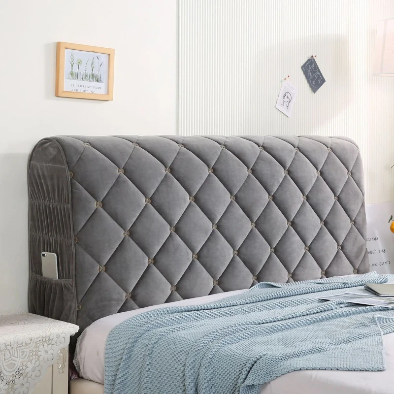 All-inclusive Thicken Bedhead Board Dustproof Cover Soft Elastic Quilted Washable Bed Headboard Back Protect Cover Home Textiles