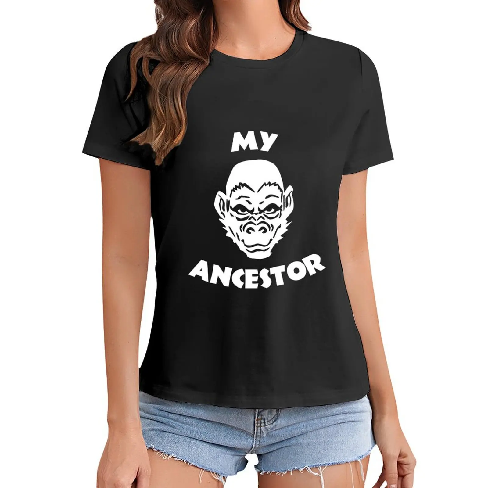 Camiseta de My Ancestor para mujer, ropa bonita con estampado de animales negros, camisas ajustadas