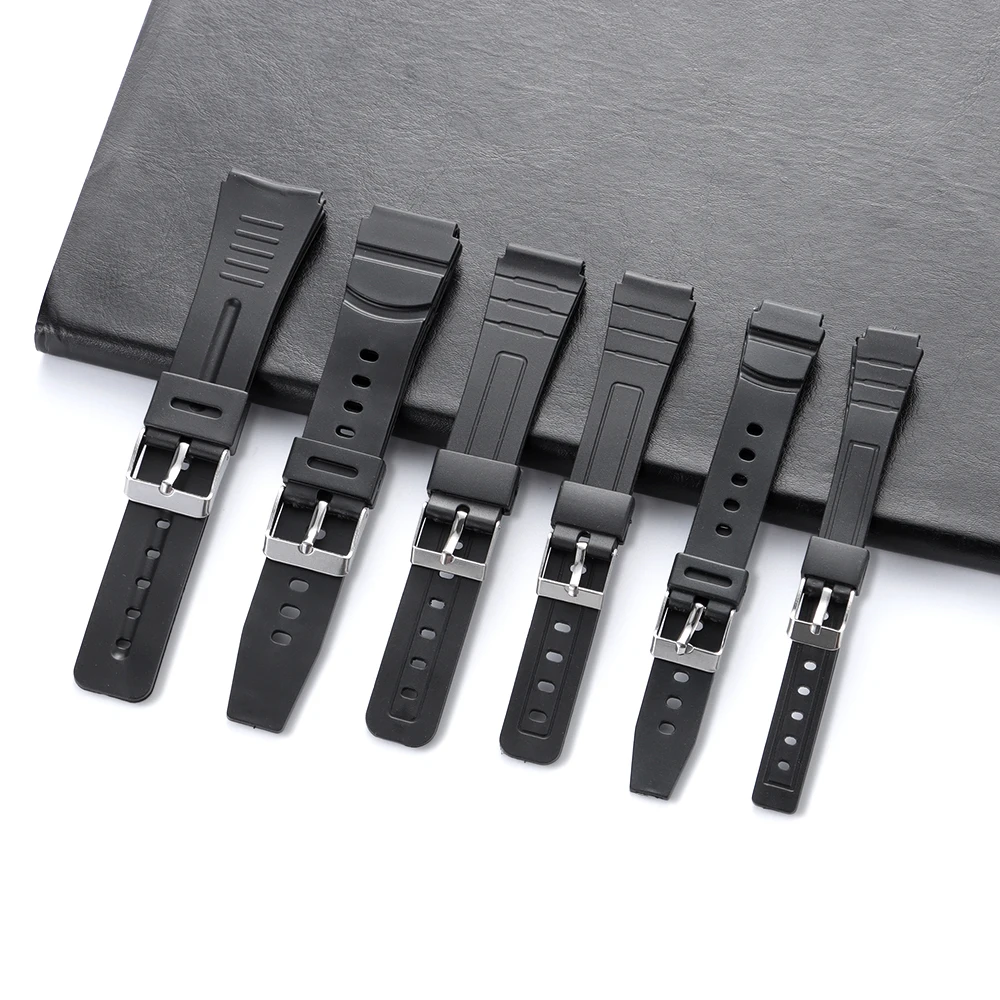 12mm 14mm 16mm 18mm 20mm 22mm Silicone Watch Strap for Casio W800H A158/168 AE1200 SGW400 F91W F84 F105/108 Men Women Bracelets view 2