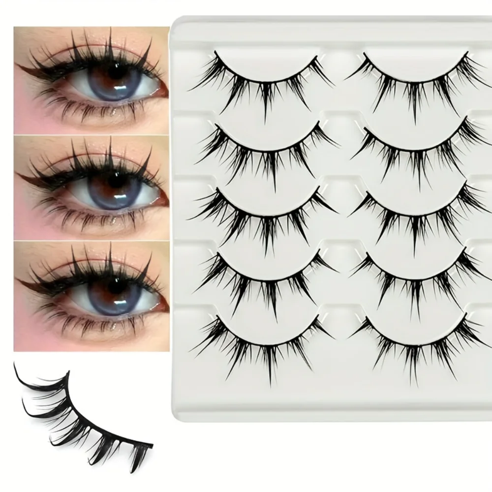 Cute Little Devil 5MH-5 Strip Lashes 5 Pairs Pure Desire Cartoon Eye Design Ideal for COS & Daily Kawaii Look