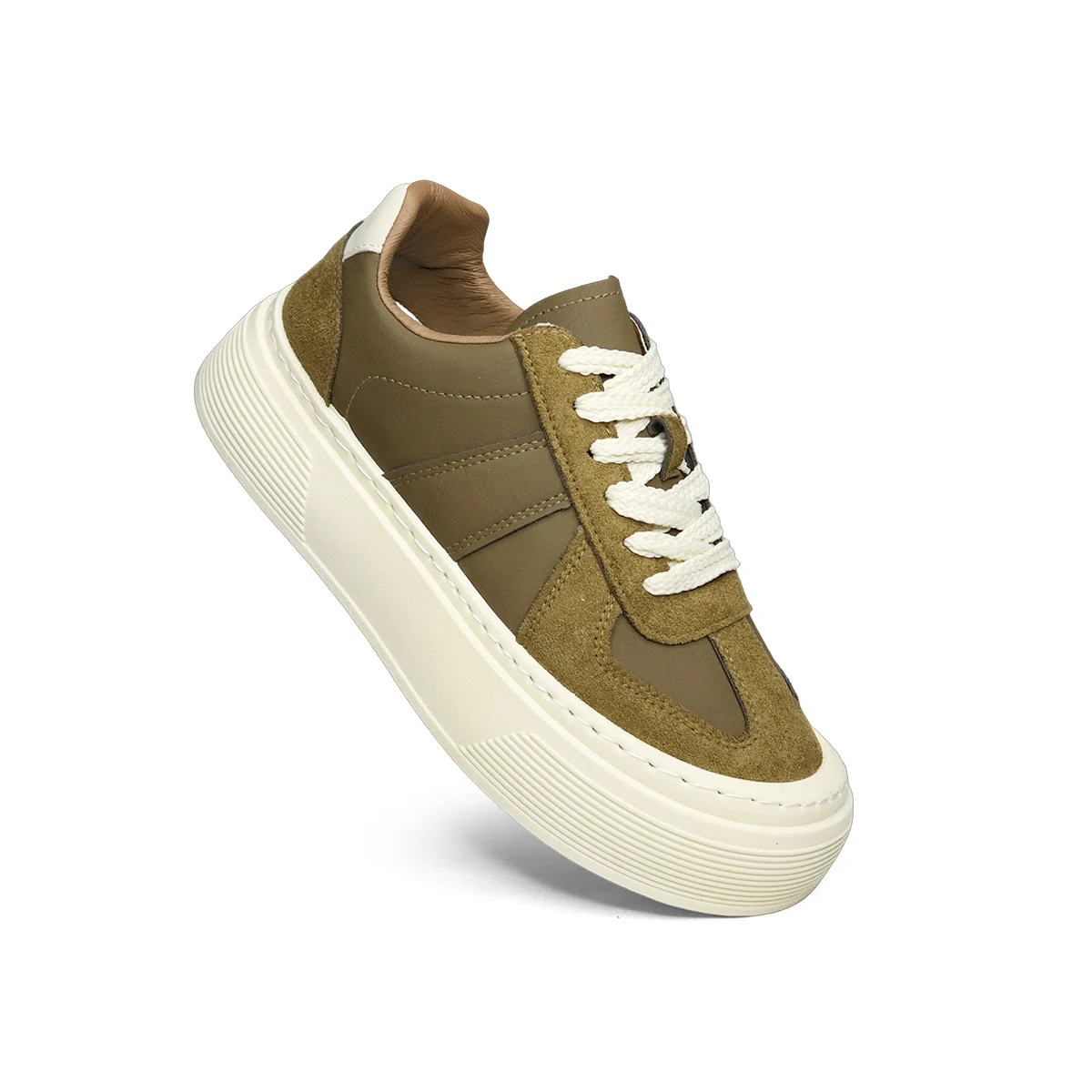 

Low-Top Lace-Up Men's Casual Shoes Breathable Thick-Heeled Trendy Sports Shoes Suitable for All Seasons round Toe Leather