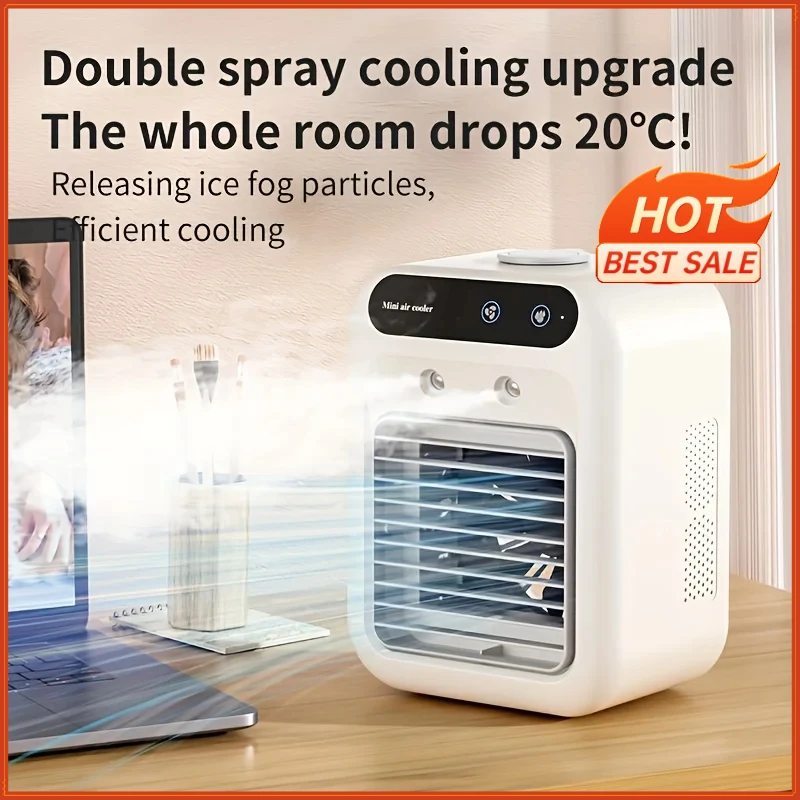 USB Desktop Fan Water tank Mini Air Cooler Portable Personal Cooling Device 1800mAh Lithium Battery Low Voltage Operation Fan