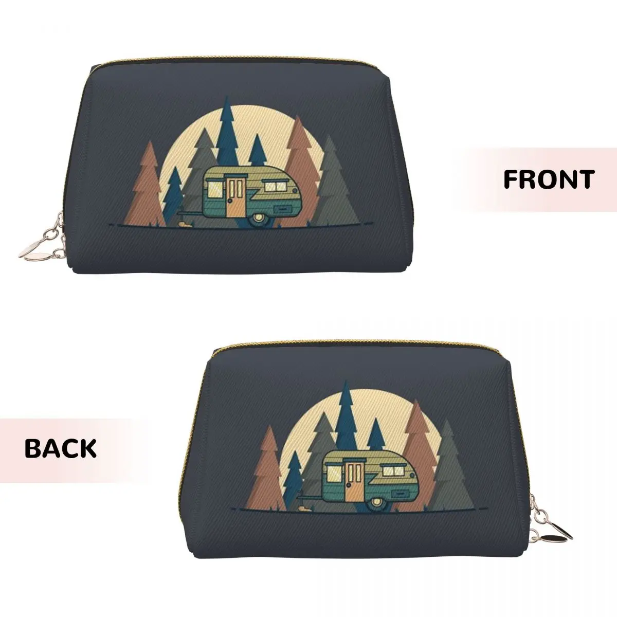 Camping Happy Camper 6 Women Cosmetic Bag Travel Makeup Organizer Pouch Toiletry Storage Dopp Kit Box
