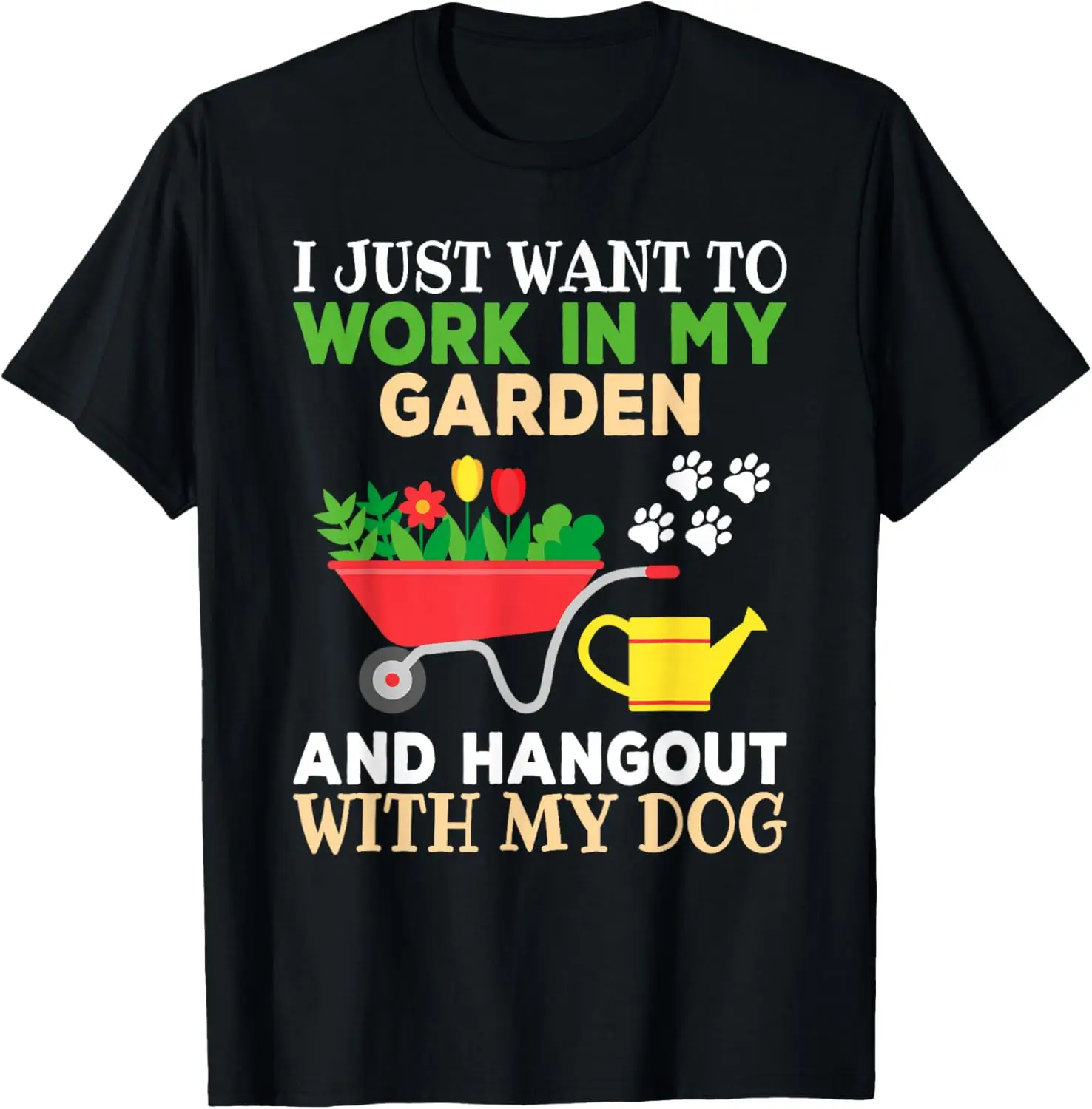 Funny Gardener Dog Lover Garden Women Men T-Shirt 100% Cotton Trendy Y2K Short-Sleeve Tee-Soft, Quick-Drying, Moisture-Wicking;