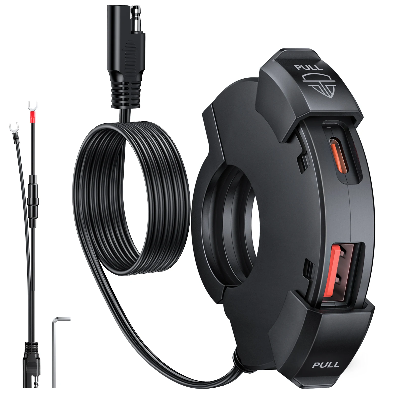 48W Dual-USB-QC3.0-PD-Schnellladegerät für Motorradlenker, USB-Schnellladegerät, USB-Typ-C-Ladeadapter für Handy, Mobiltelefon, GPS