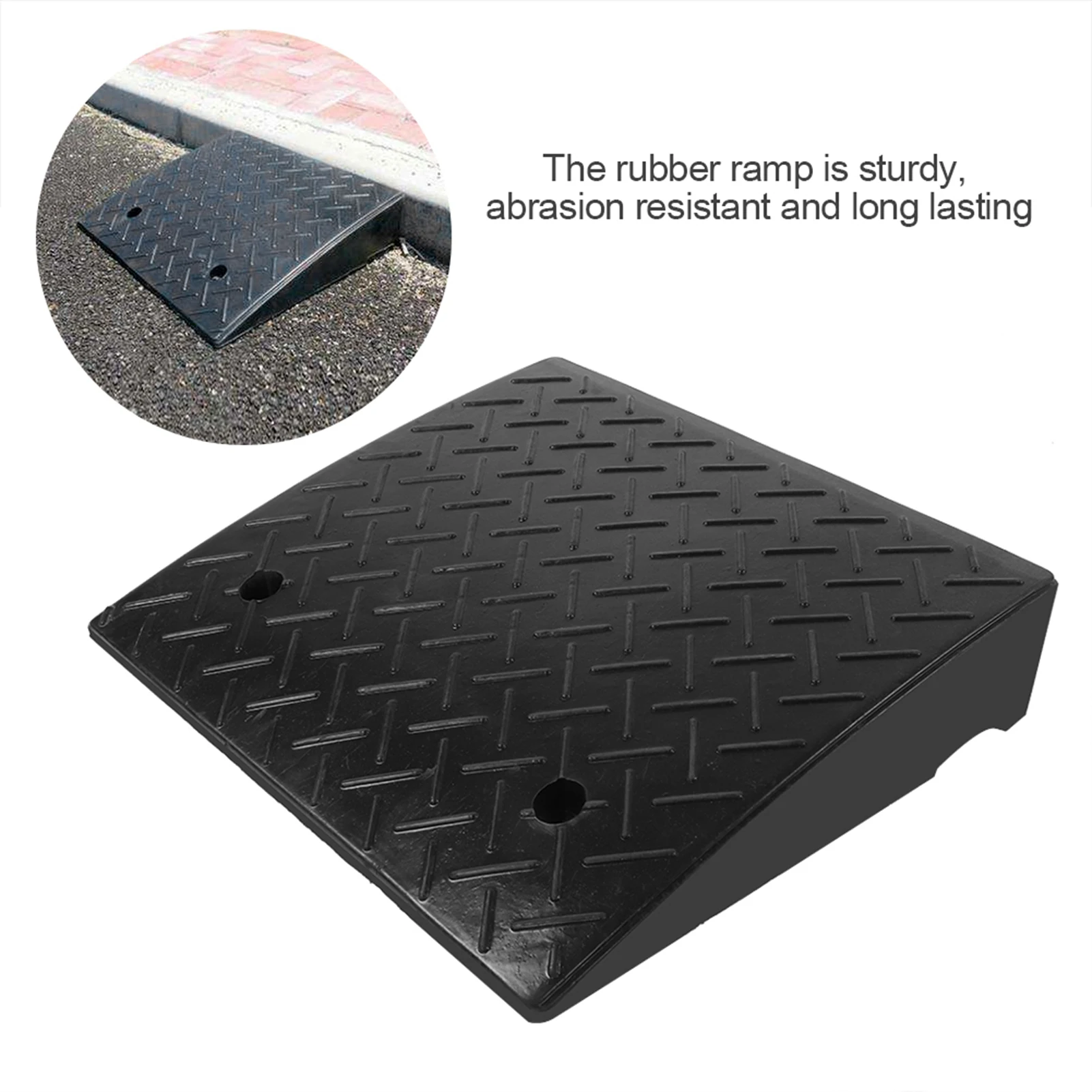 Car Rubber Ramp Rubber Curb Ramp Heavy Duty Rubber Curb Ramps for Car Vehicle Motorbike Wheelchair Threshold Ramp