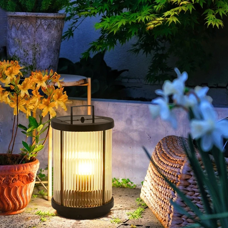 

Retro Solar Courtyard Light Outdoor Waterproof Circular Modern Outdoor Villa Garden Corridor Garden Portable Lawn Light