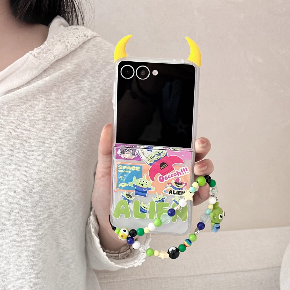 Toy Story Cute Alien Birthday Gift for Samsung Galaxy Z Flip 3 4 5 6 W23 24 26Flip Magnetic Phone Protective Case