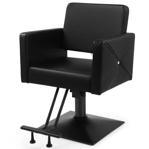Barber Salon Chair for Hair Stylist, Black Base | Heavy Duty Hydraulic Pump, Adjustable Height, 360° Swivel, Padded