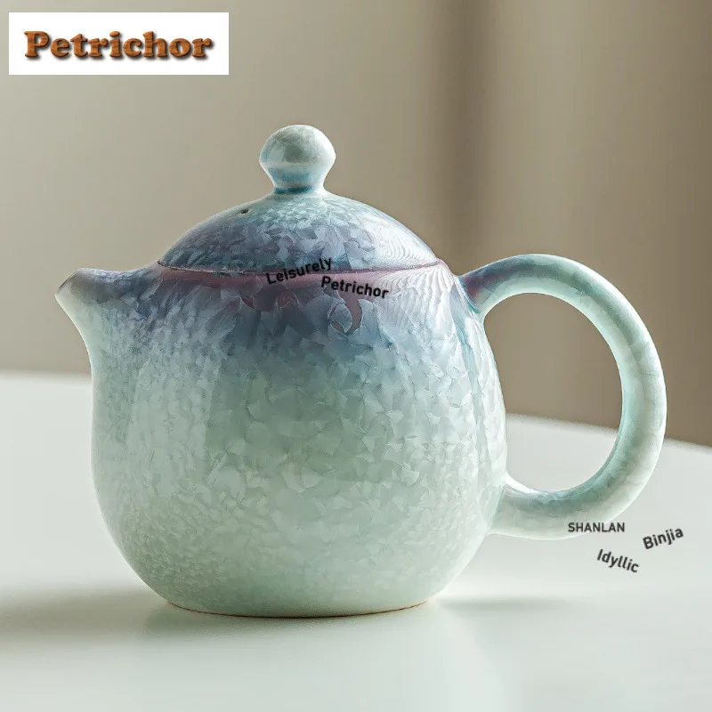 140ml Kiln Fambe Crystal Glaze Gradient Ramp Teapot Luxury Tea Infuser Pot Tea Soaking Kettle With Ball Hole For Tea Craft Gift