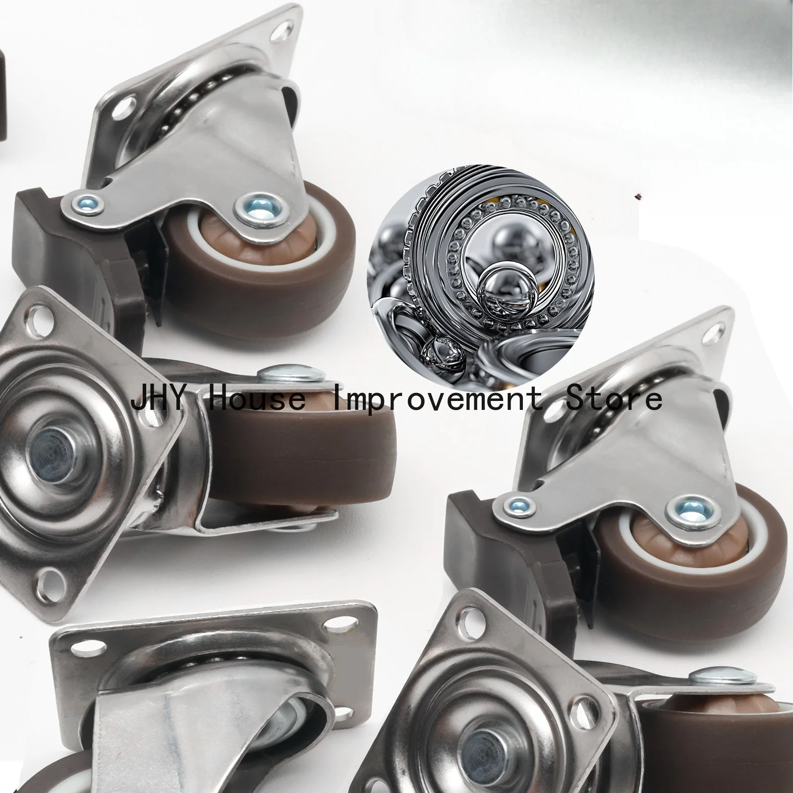4PCS Side Brake Casters for Island Cabinets And Drawers - Straight-Line Braking Super Silent Furniture Wheels