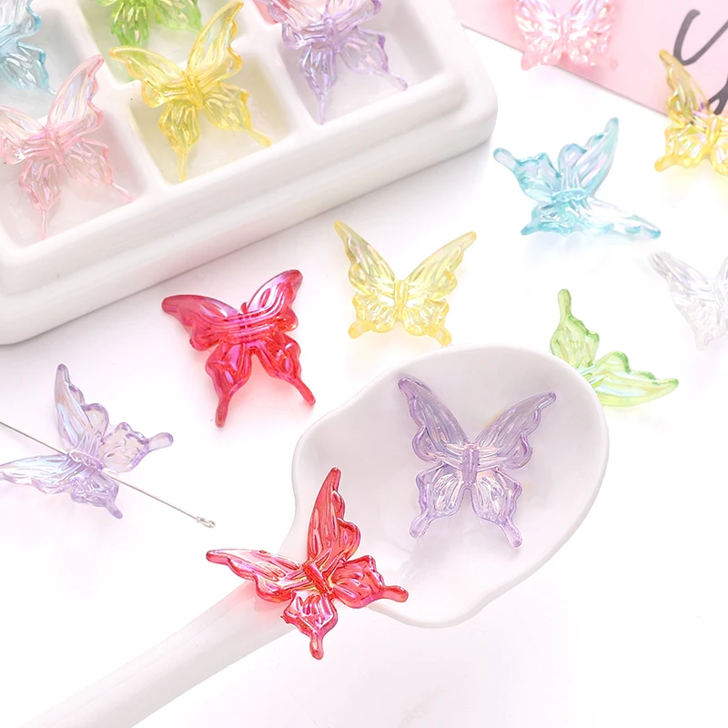 20Pcs Acrylic Clear AB Color Butterfly Beads Loose Spacer Beads Charms For Crafts DIY Necklace Bracelet Jewelry Making Materials