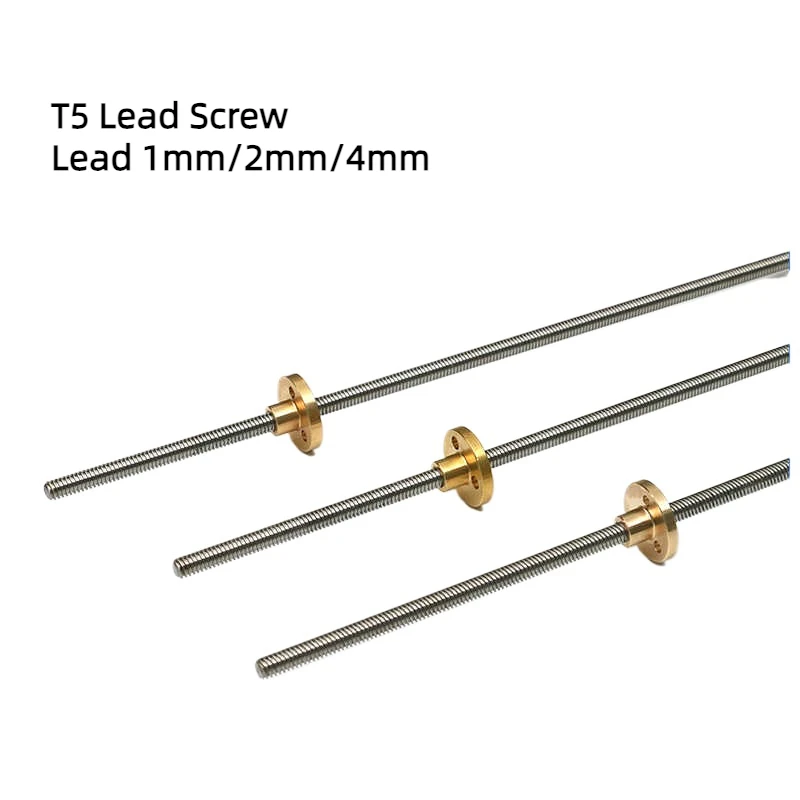 T5 Lead Screw miniature stepper motor screw Lead1/2/4mm Pitch 1mm Stainless Steel Linear Guide for 3D printer