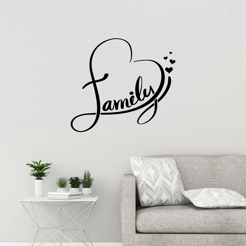 

Large Family Heart Love Wall Sticker Bedroom Playroom House Home Romantic Wall Decal Living Room Vinyl Decor