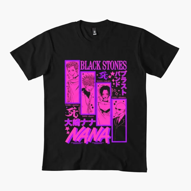 

Nana Osaki 0330 The Black Stones Punk Band Manga Gift T shirt Large size Tops Anime Girl Graphic Print Y2k Clothes Cartoon Tee