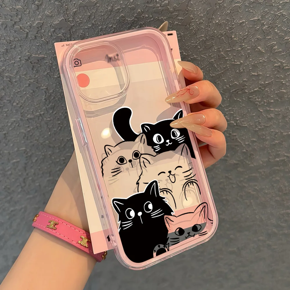 2-in-1 Silikon Handyhülle mit Katzenmotiv für iPhone 17 Pro Max, iPhone 13, 16, 11, 15, 14, 12, 16 Pro Max, 17 Pro Max – Stoßfeste Schutzhülle