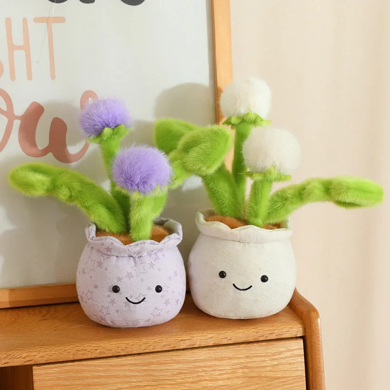 

Милая плюшевая игрушка-одуванчик в горшке, мягкая пушистая кукла-цветок со смайликом, милый декор для дома и рабочего стола, подарок на день рождения