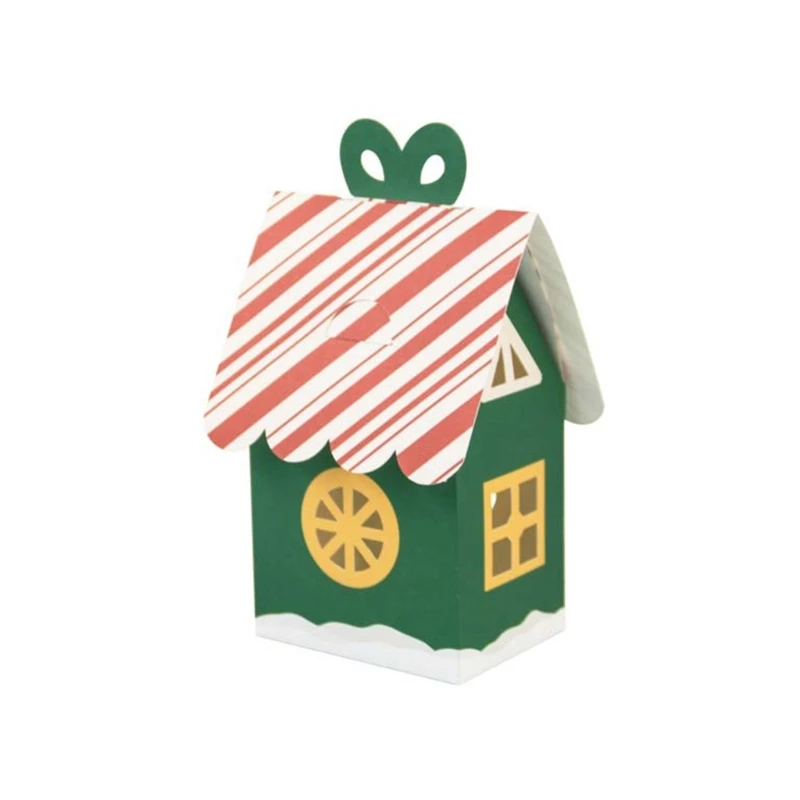 Bulk 24Pcs Festival House Pattern Paper Gift Boxes Holiday Candy Packaging For Parties Family And DIY Crafts view 3