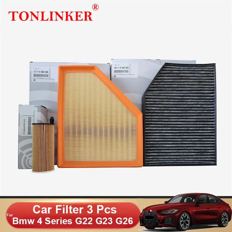 

TONLINKER Cabin Air Filter Oil Filter For Bmw 4 Series G22 G23 420d 420i 430i M440i G26 2020 2021 2022- Model Car Accessories