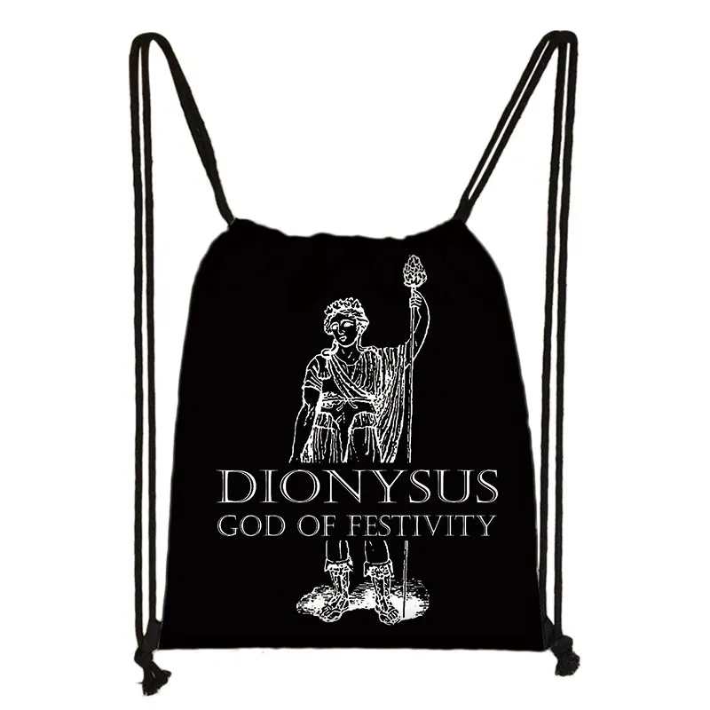 Greek Mythology Gods Print Drawstring Bag Women Zeus Athena Backpacks For Travel Shoes Storage Bag Holder Teenager Bookbags Gift