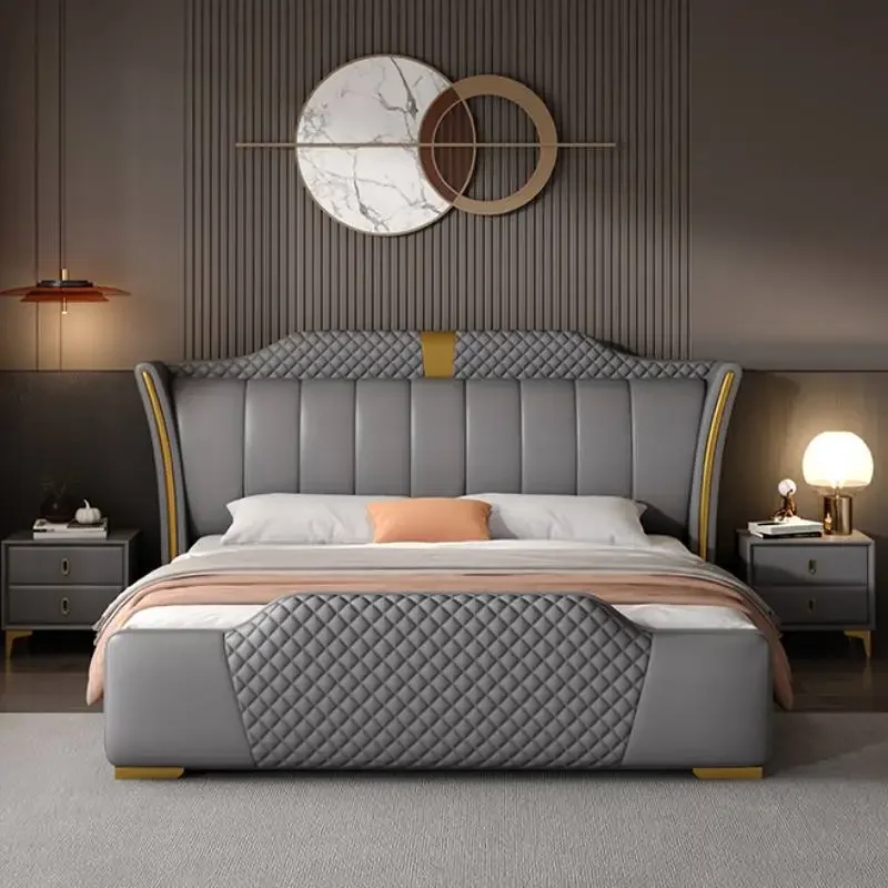 Unique Pretty Nordic Bed Double Platform Elegant Platform Luxury Beds Bases Headboards Bedroom Lit 2 Personnes House Accessories