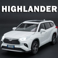 1:32 Scale Highlander Corolla Toy Model Cars Alloy Diecast Sound Light Doors Opened Pull Back Ornament Vehicles for Boys Gifts