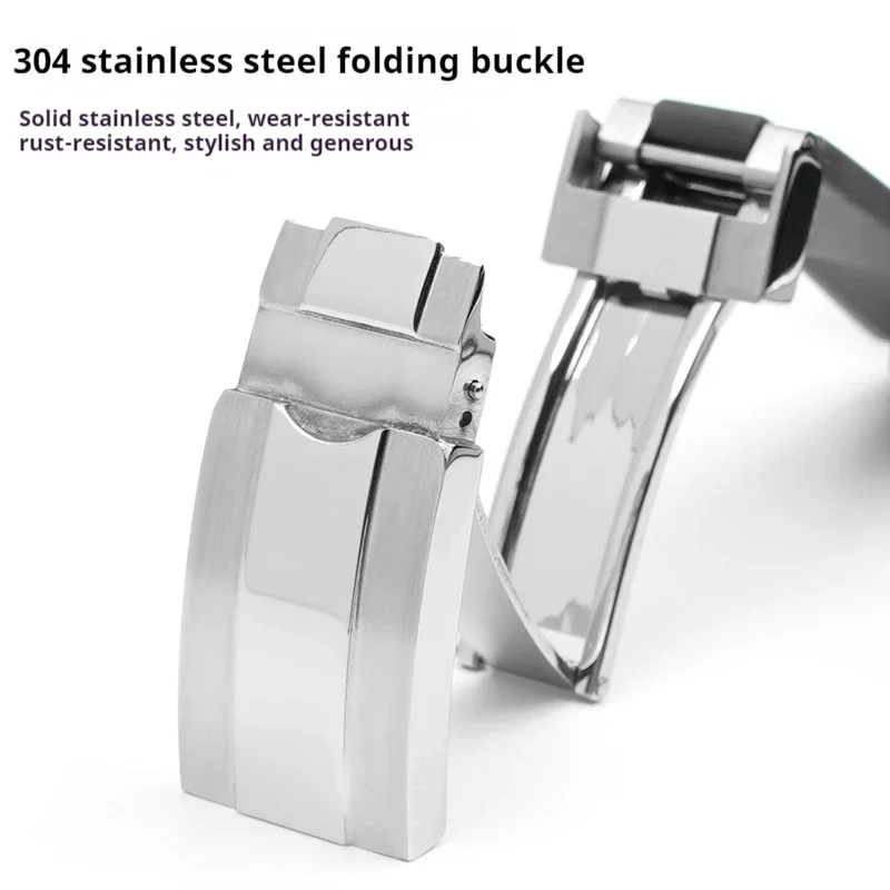 TPU Rubber Strap for Rolex Black Green Water Ghost Daytona Submariner Men Curved End Folding Buckle Band Watch Accessories 20mm