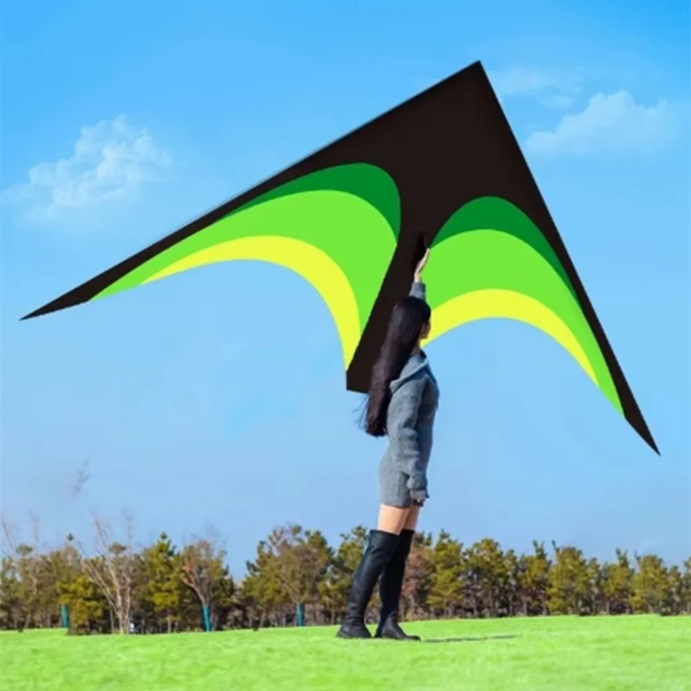 Nieuwe Easy Fly 1,6 m grote Delta Kite lange staart ripstop regenboogvlieger met 100 m vliegerlijn goede vlieger leuke sport