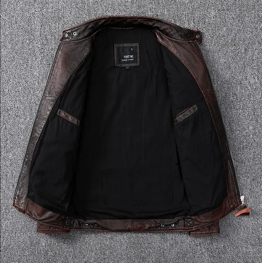 2024New Natural Calfskin Leather Jacket Men Genuine Moto Autumn Short Classic Business Leisure Corium Coat