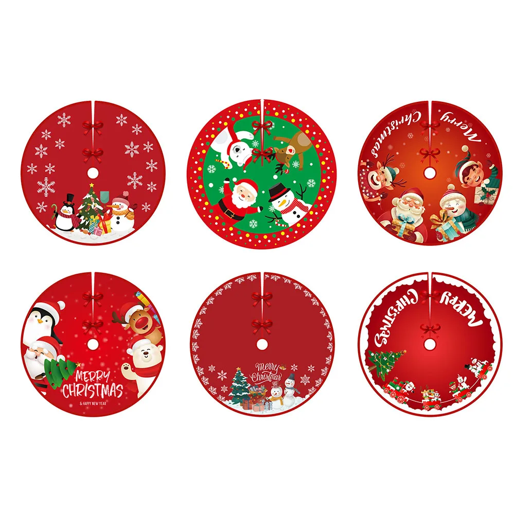 90cm saia de árvore de natal papai noel impresso árvore de natal decoração inferior base ornamento acessórios de árvore