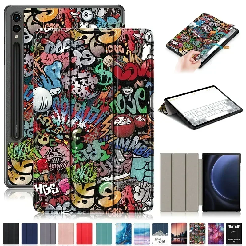 Casing cat kulit pintar, sarung HP 12.4 inci untuk Samsung Tab S9 FE Plus S9 Fe Plus